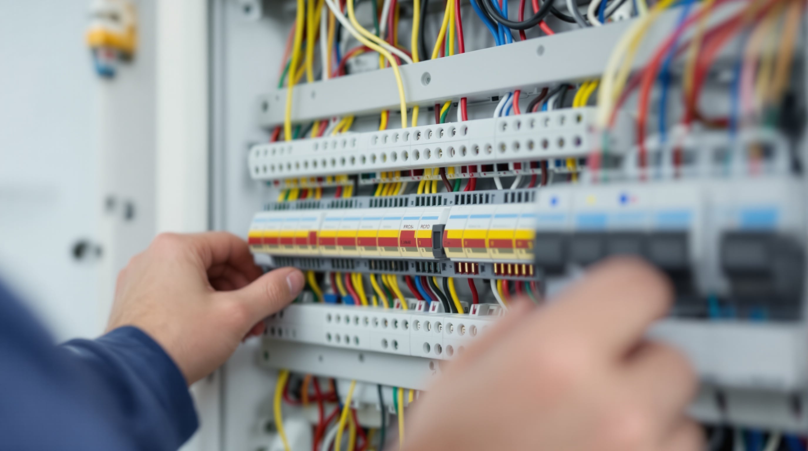 Quadro elétrico moderno com disjuntores instalados